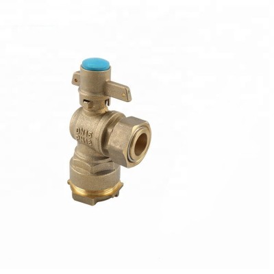 high quality angle type brass ball valve with lock(water meter)